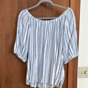 LOFT Blue and White Striped Blouse